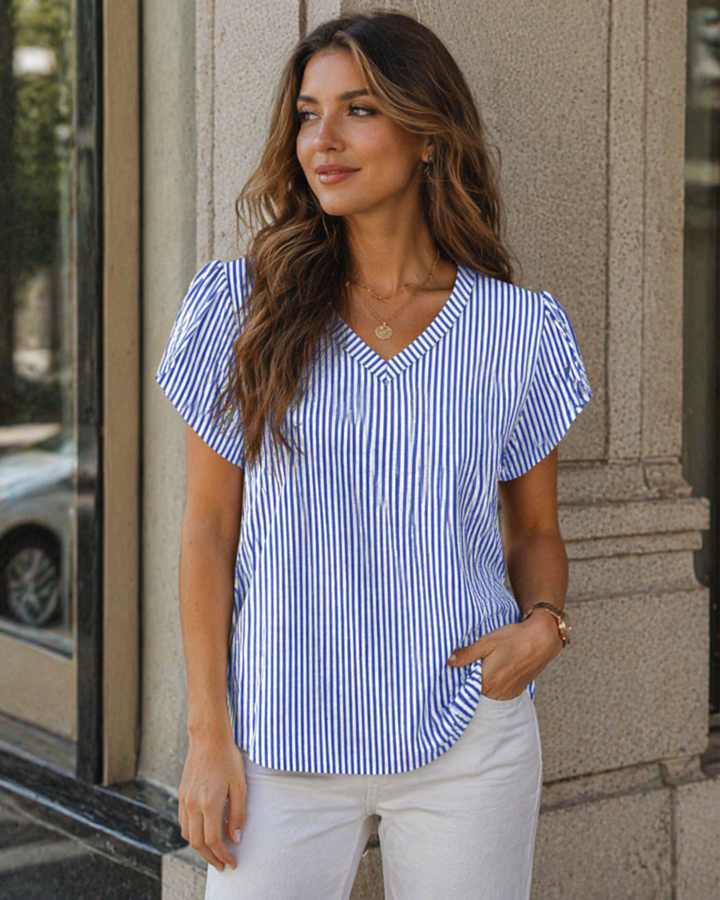 Skylar Blusa Donna Elegante – Scollo a V, Maniche Petalo con Pizzo & Top Casual Chic