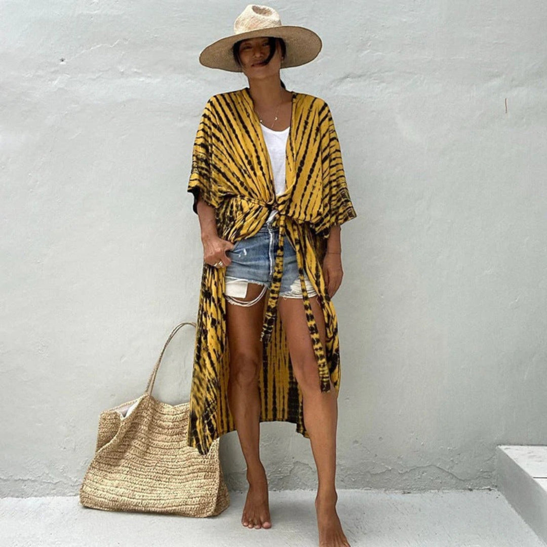 Copri kimono cu imprimeu tie-dye pentru femei