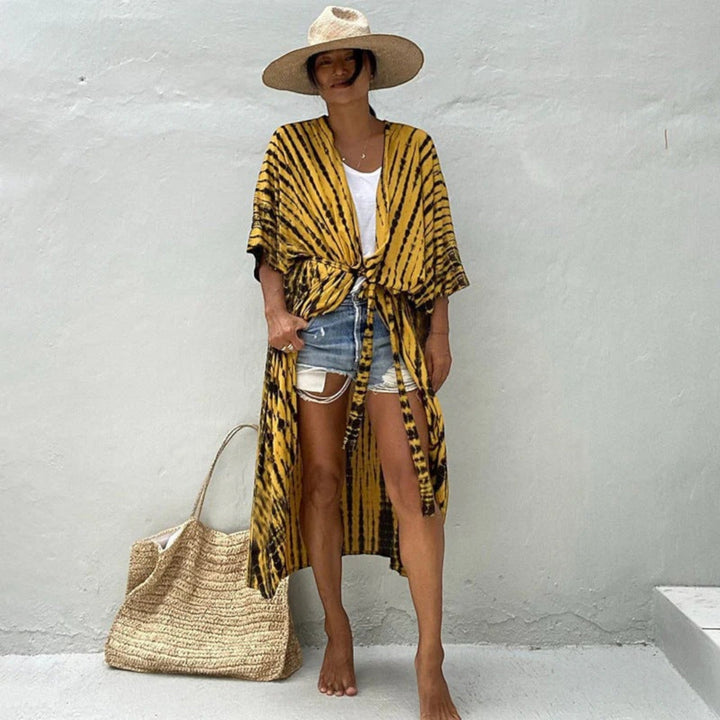 Copri kimono cu imprimeu tie-dye pentru femei
