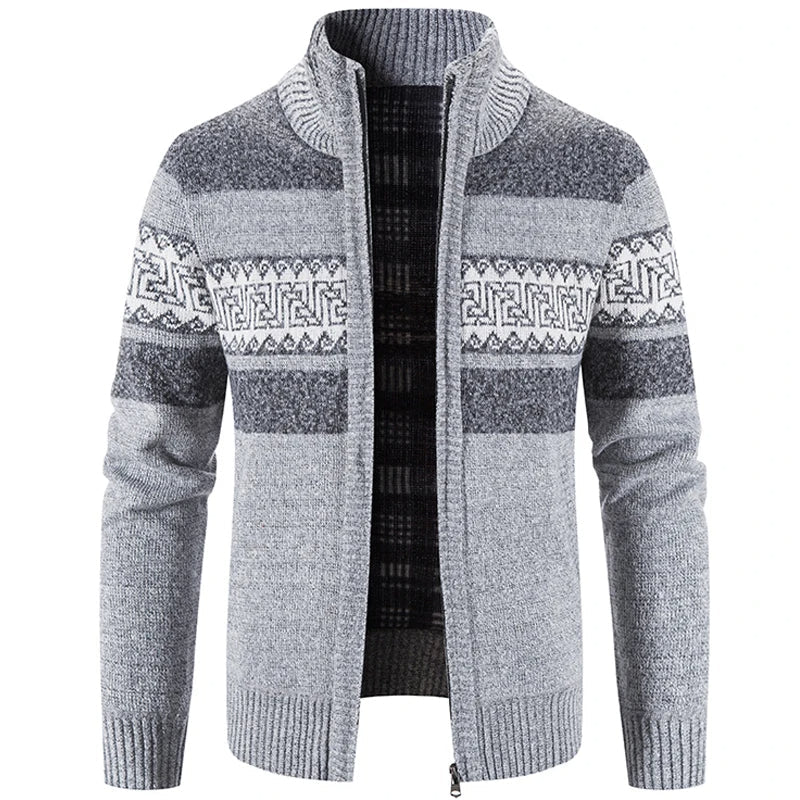 Landon Herren-Strickjacke – Winterpullover mit hohem Kragen aus Strickware