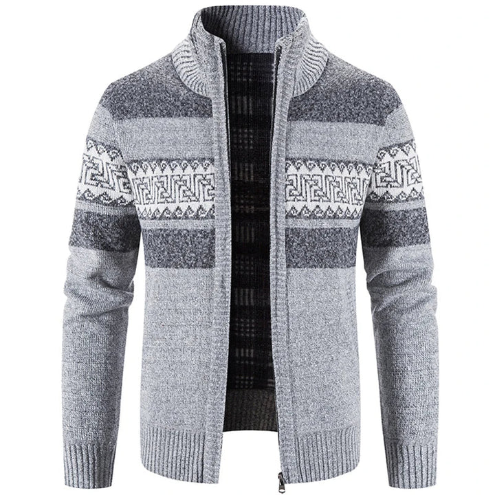 Landon Herren-Strickjacke – Winterpullover mit hohem Kragen aus Strickware