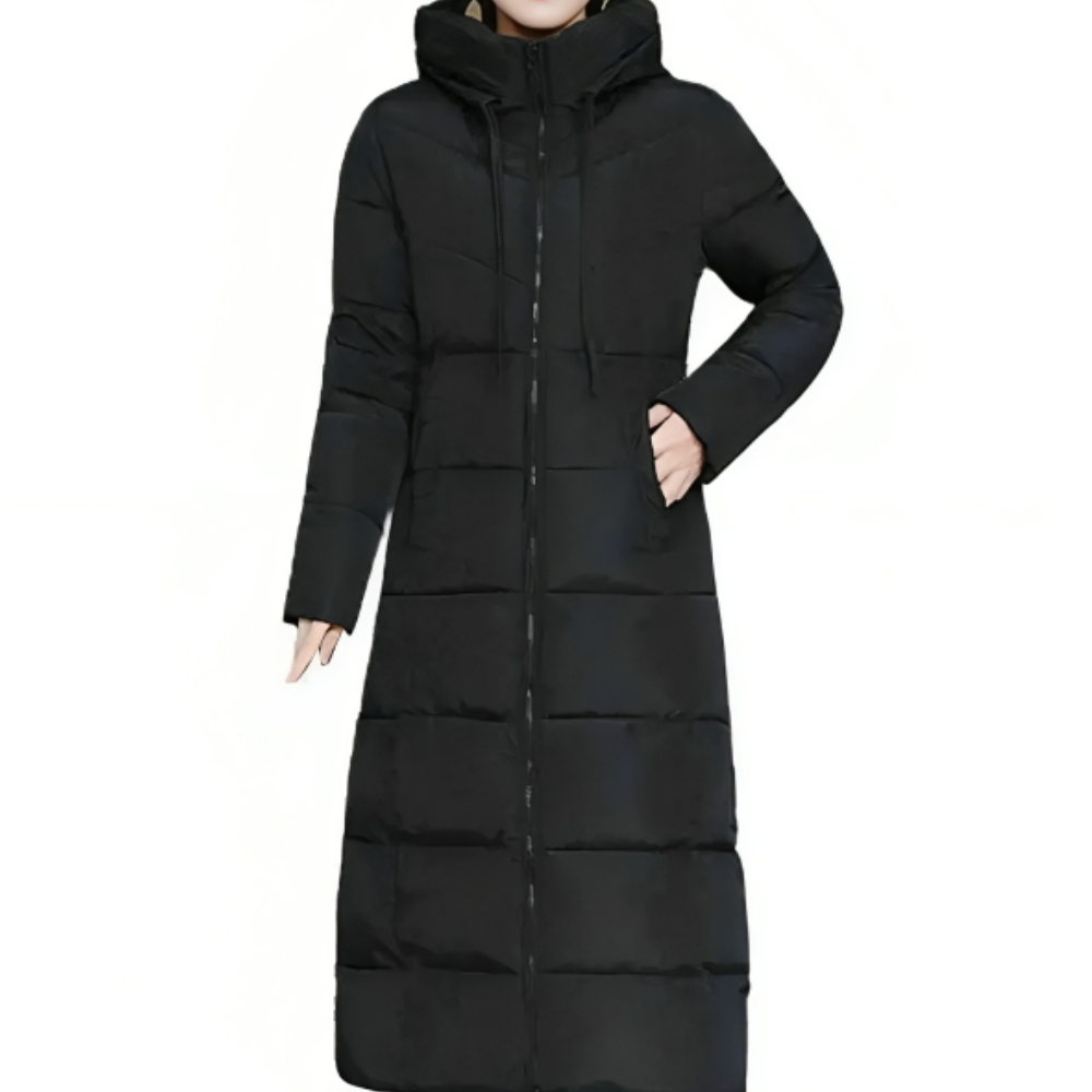 Cassandra Wintermantel Lang Damen Gepolstert mit Kapuze – Warm, Elegant und Funktional