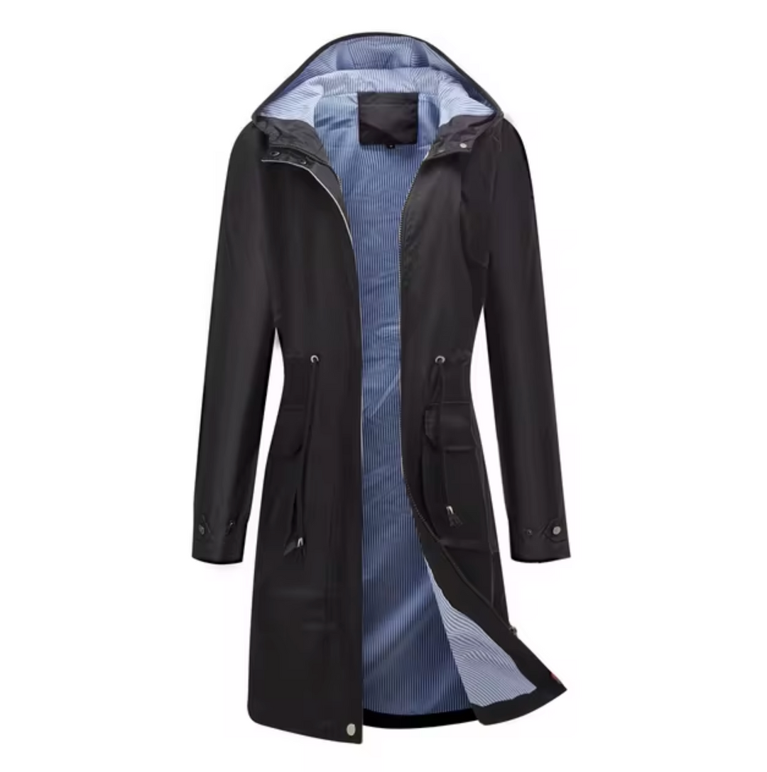Chaqueta impermeable para mujer con capucha | Larga