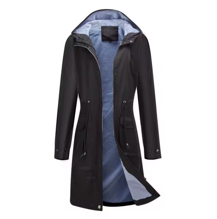 Chaqueta impermeable para mujer con capucha | Larga