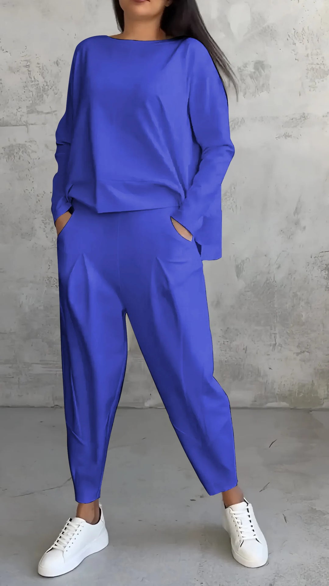 Set casual top și pantaloni harem pentru femei | mânecă lungă