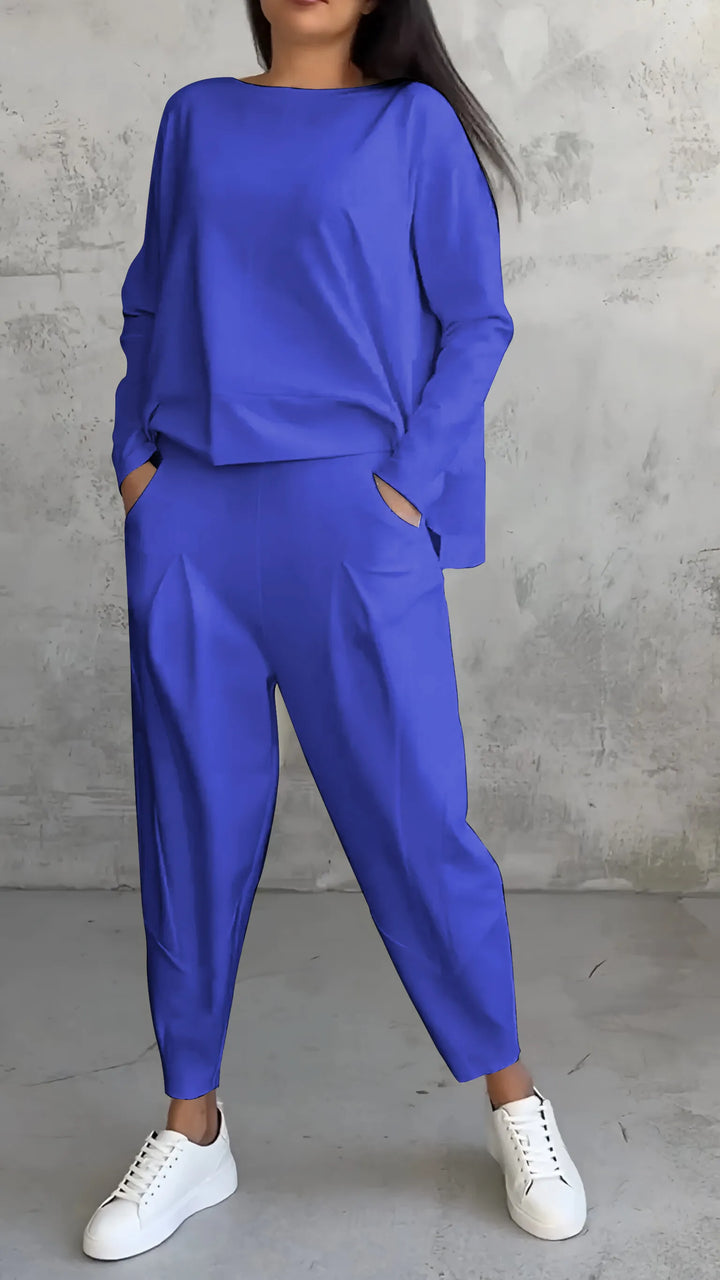 Set casual top și pantaloni harem pentru femei | mânecă lungă