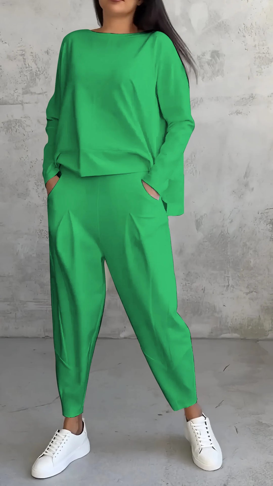 Set casual top și pantaloni harem pentru femei | mânecă lungă
