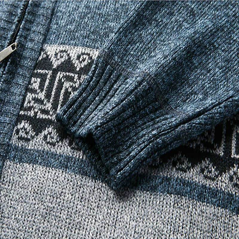Landon Herren-Strickjacke – Winterpullover mit hohem Kragen aus Strickware