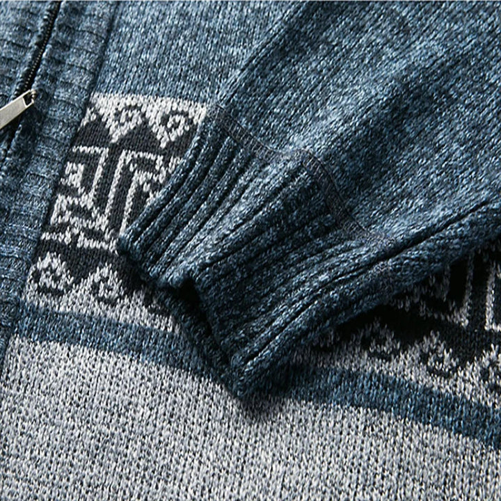 Landon Herren-Strickjacke – Winterpullover mit hohem Kragen aus Strickware