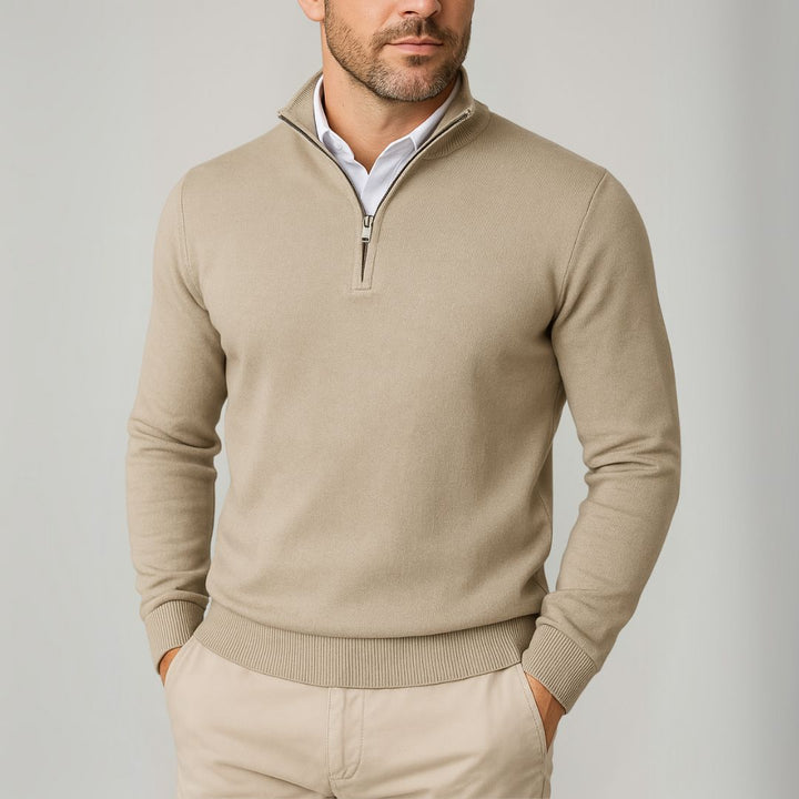 Reymond Maglione pánský svetr s čtvrtým zipem z bavlny – Slim Fit prodyšný a moderní styl