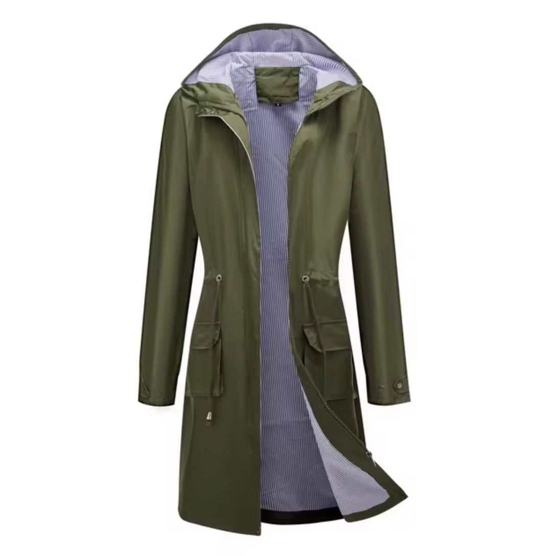 Chaqueta impermeable para mujer con capucha | Larga