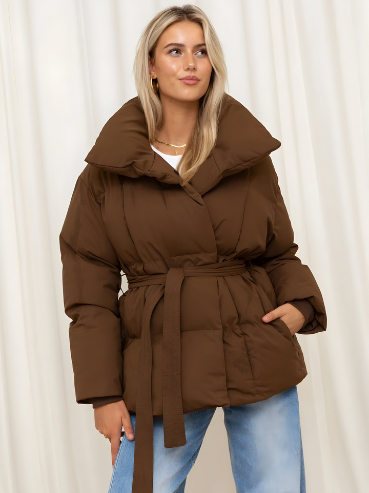 Bia Giacca Trapuntata Donna – Cappotto Elegante con Collo Oversize e Cintura