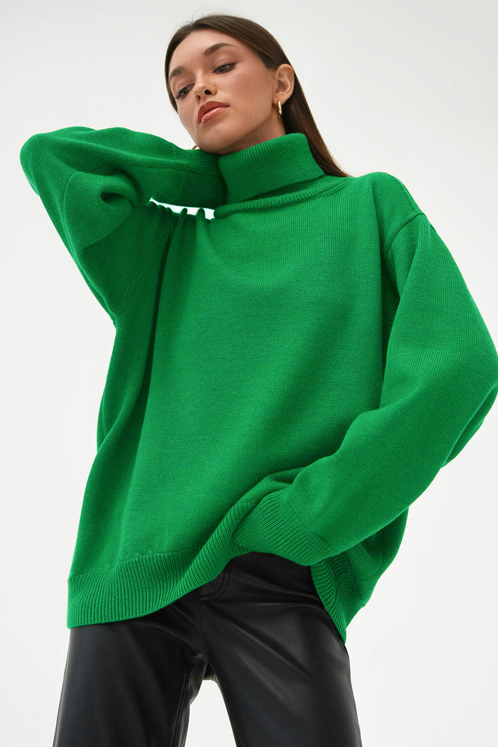 Marian Maglione Donna Oversize a Collo Alto – Pullover Invernale Morbido Vestibilità Relax