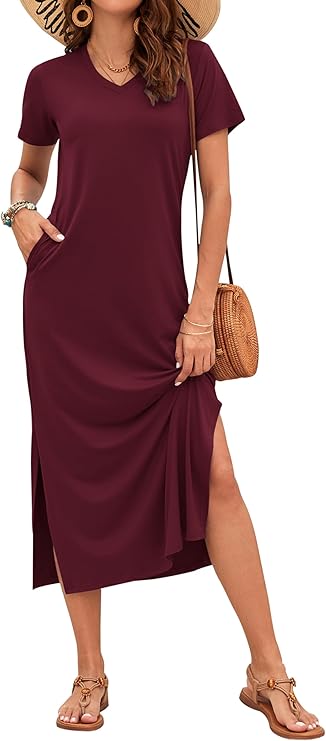 Rylie Robe Maxi Femme – Imprimé Floral, Col V & Poches Décontractées d'Été