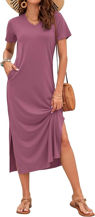 Rylie Robe Maxi Femme – Imprimé Floral, Col V & Poches Décontractées d'Été