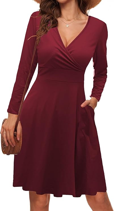 Luna Vestito Donna – Scollo V, A-Line Vita Alta & Stampa Floreale Elegante