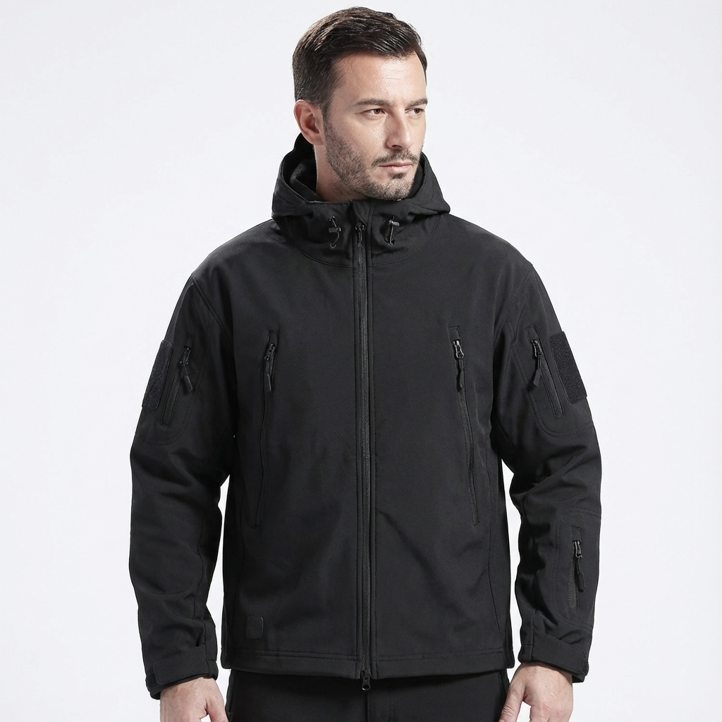 Darius Giacca Militare Uomo – Nepromokavá a Větruodolná Softshell Bunda s Taktickou Kapucí