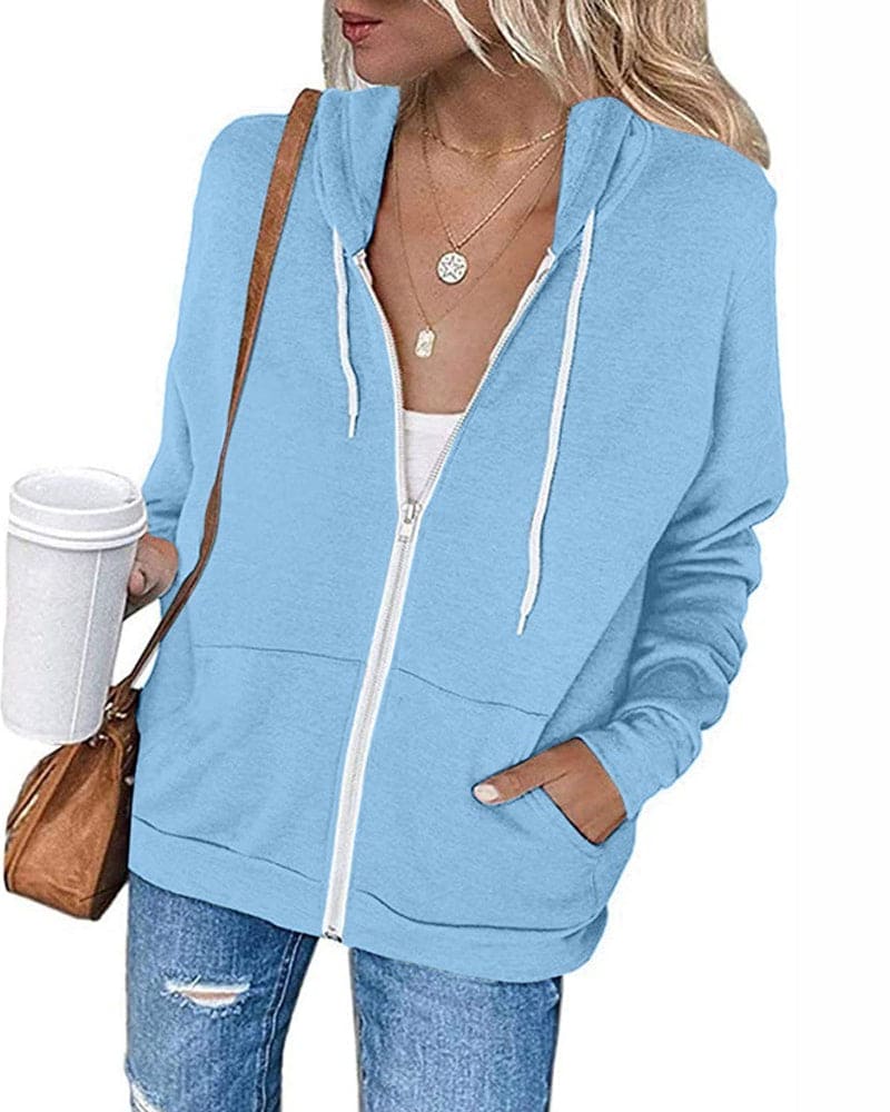 Cardigan damă cu glugă | cu fermoar