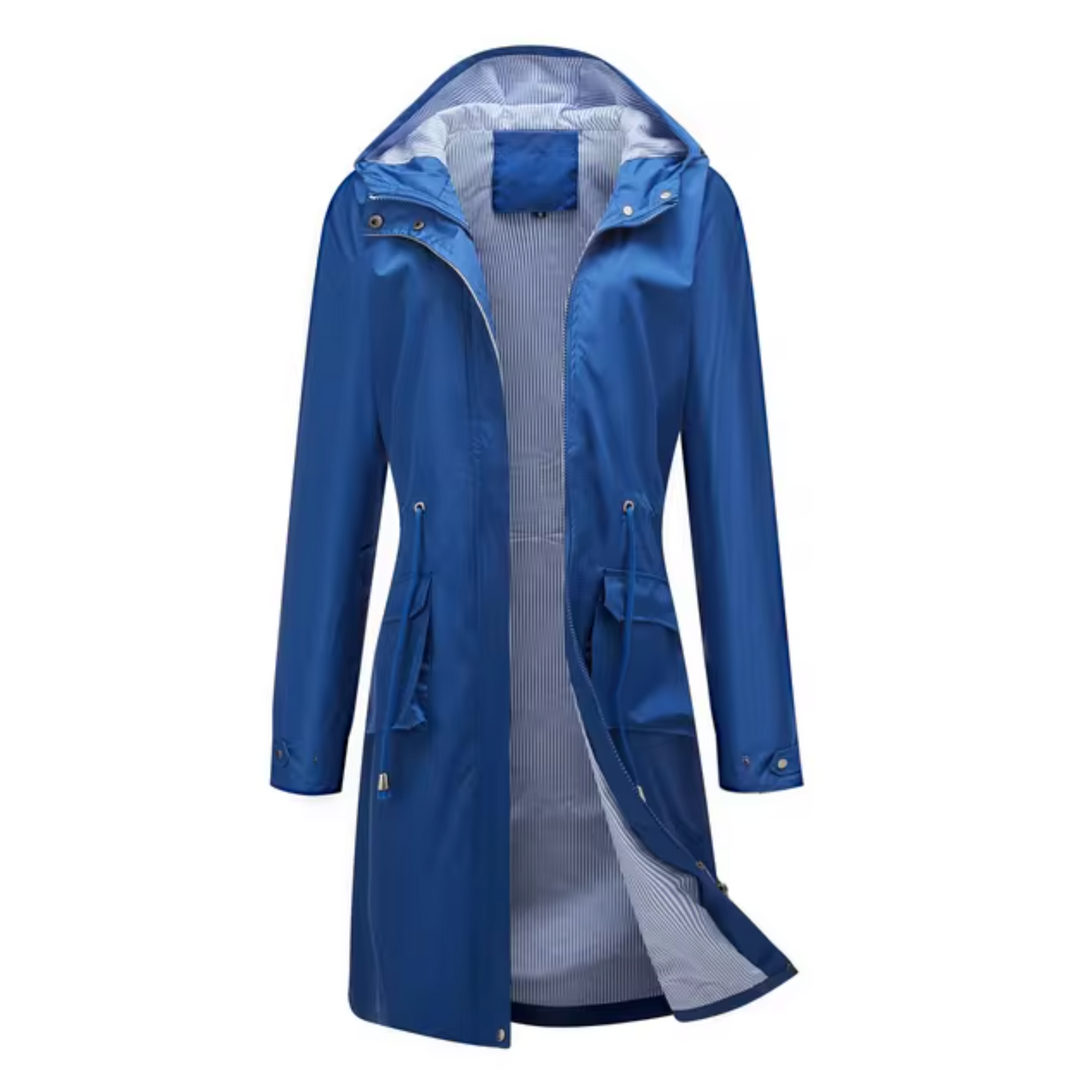 Chaqueta impermeable para mujer con capucha | Larga