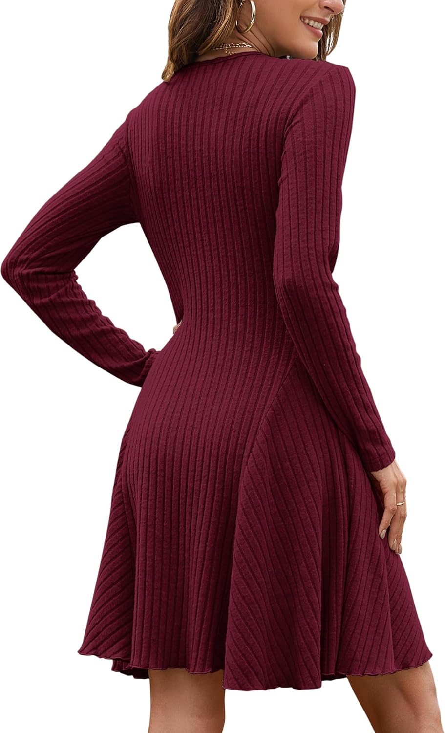 Kinsley Vestito Maglia Donna – Scollo V, A-Line & Design a Righe Elegante Invernale