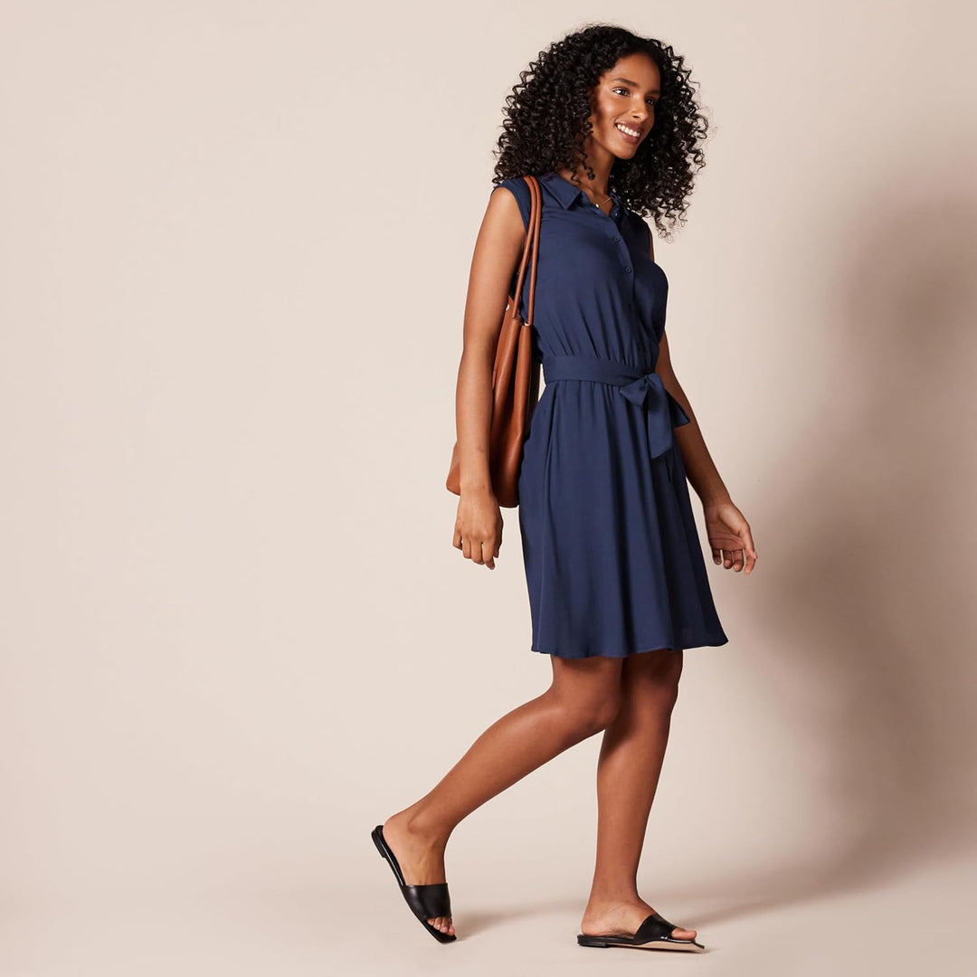 Rina Vestito Camicia Donna – Senza Maniche, Viscosa Leggera & Taglio Fluido Casual