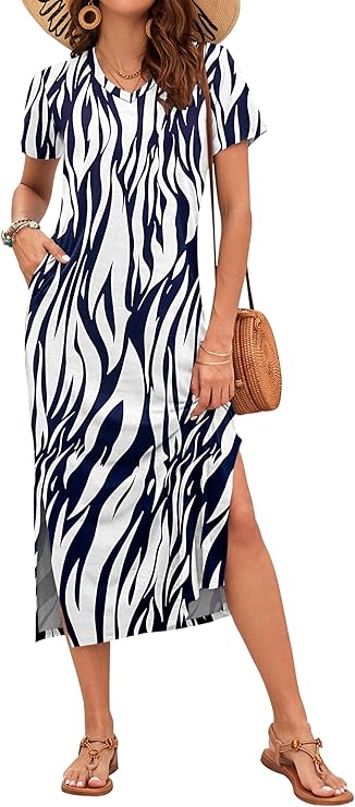 Rylie Robe Maxi Femme – Imprimé Floral, Col V & Poches Décontractées d'Été