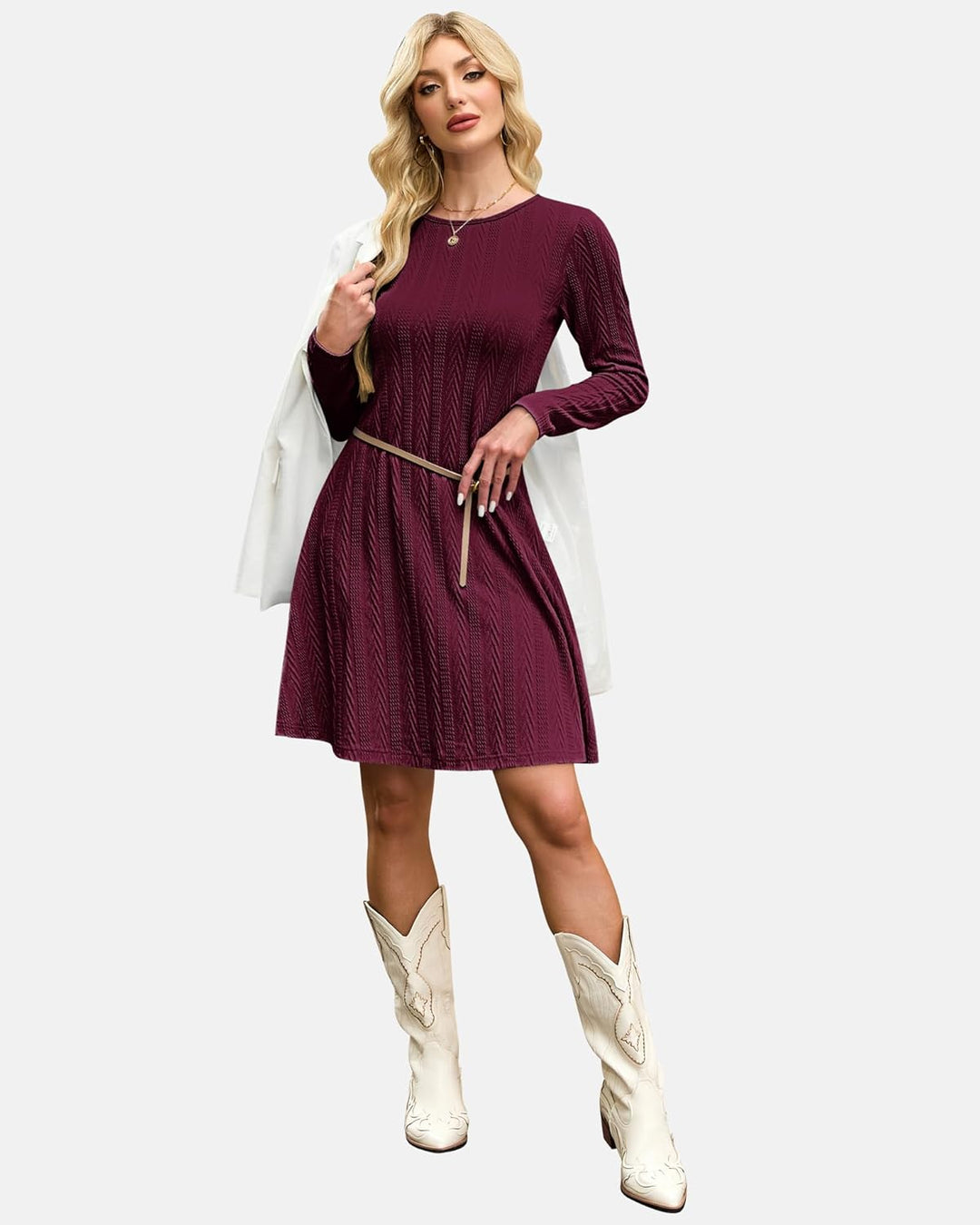 Haisley Vestito Maglia Donna – Girocollo, Maniche Lunghe & Tessuto Elasticizzato Elegante