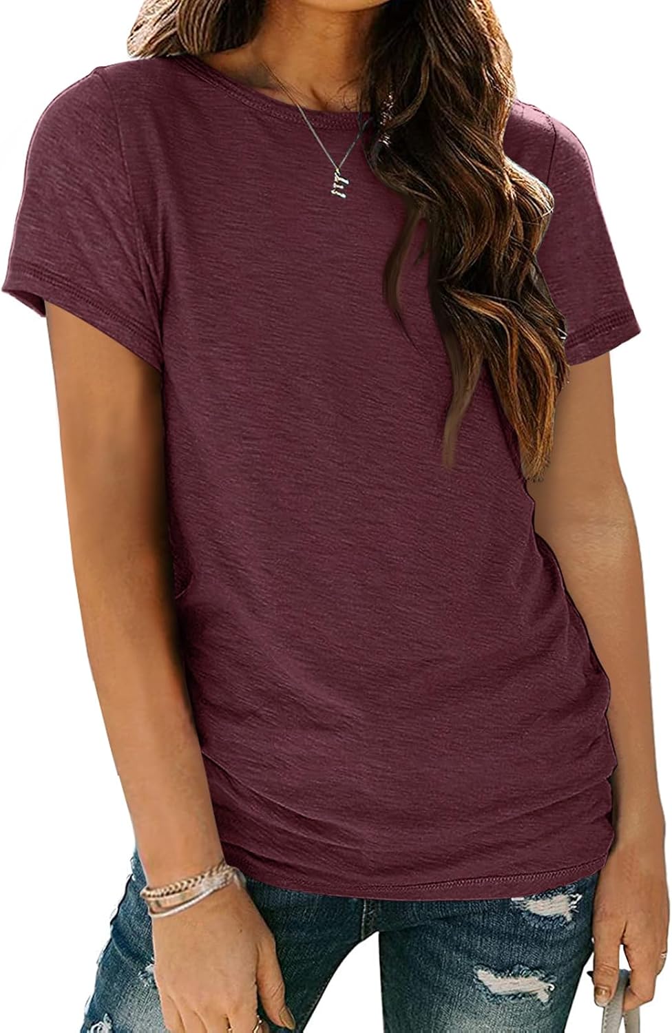 Naya T-Shirt Donna – Girocollo, Tessuto Morbido Elasticizzato & Top Basic Casual