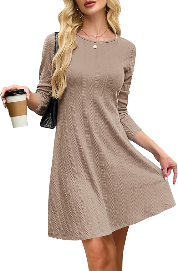 Haisley Vestito Maglia Donna – Girocollo, Maniche Lunghe & Tessuto Elasticizzato Elegante