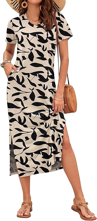 Rylie Robe Maxi Femme – Imprimé Floral, Col V & Poches Décontractées d'Été