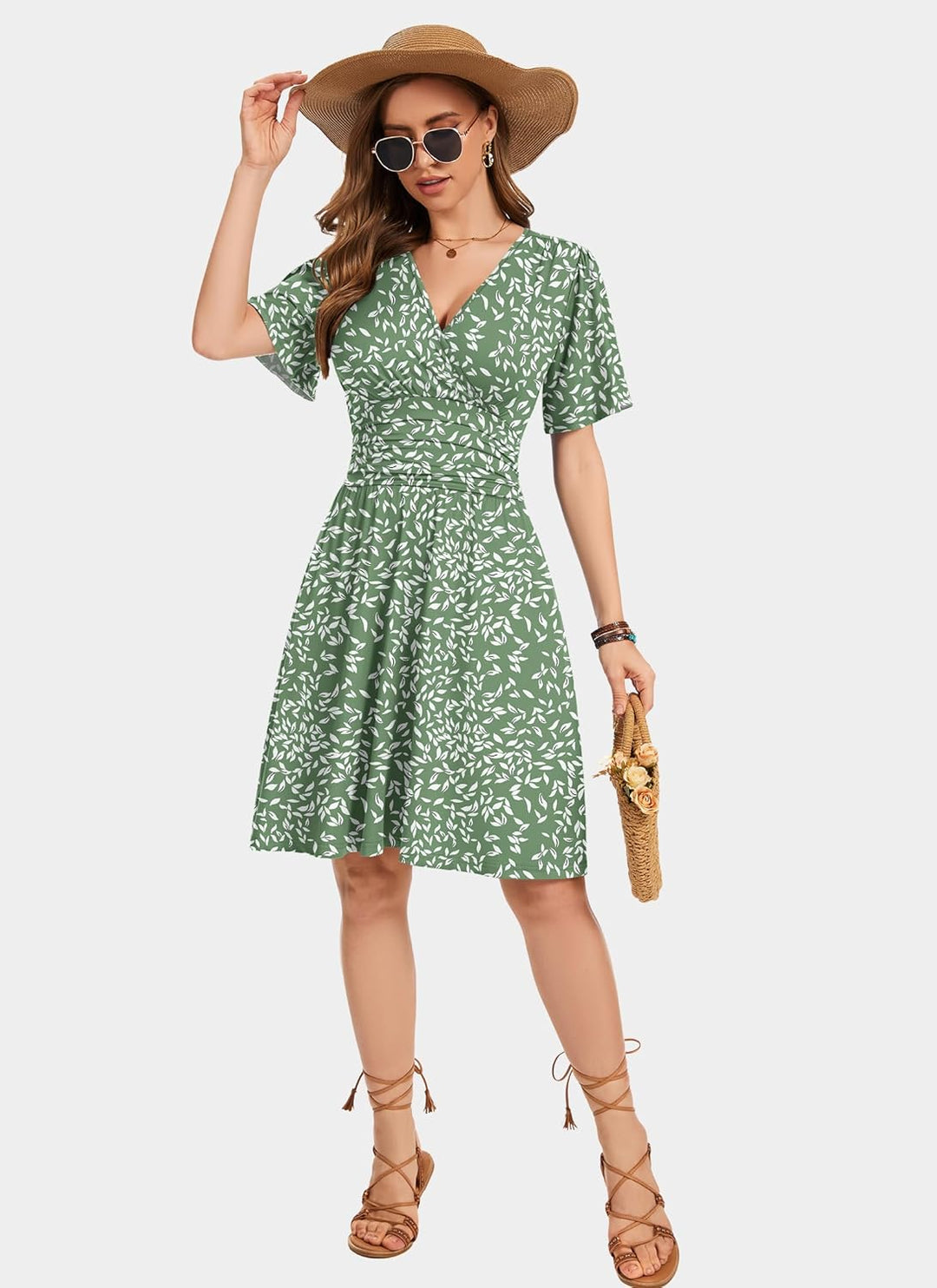 Collins Damenkleid – Wickelkleid A-Linie, V-Ausschnitt & Eleganter Hoher Elastischer Bund