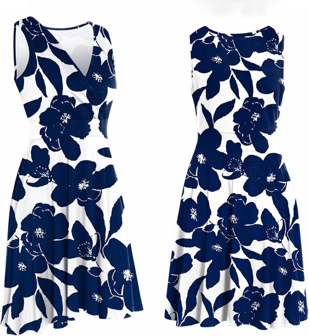 Luna Vestito Donna – Scollo V, A-Line Vita Alta & Stampa Floreale Elegante