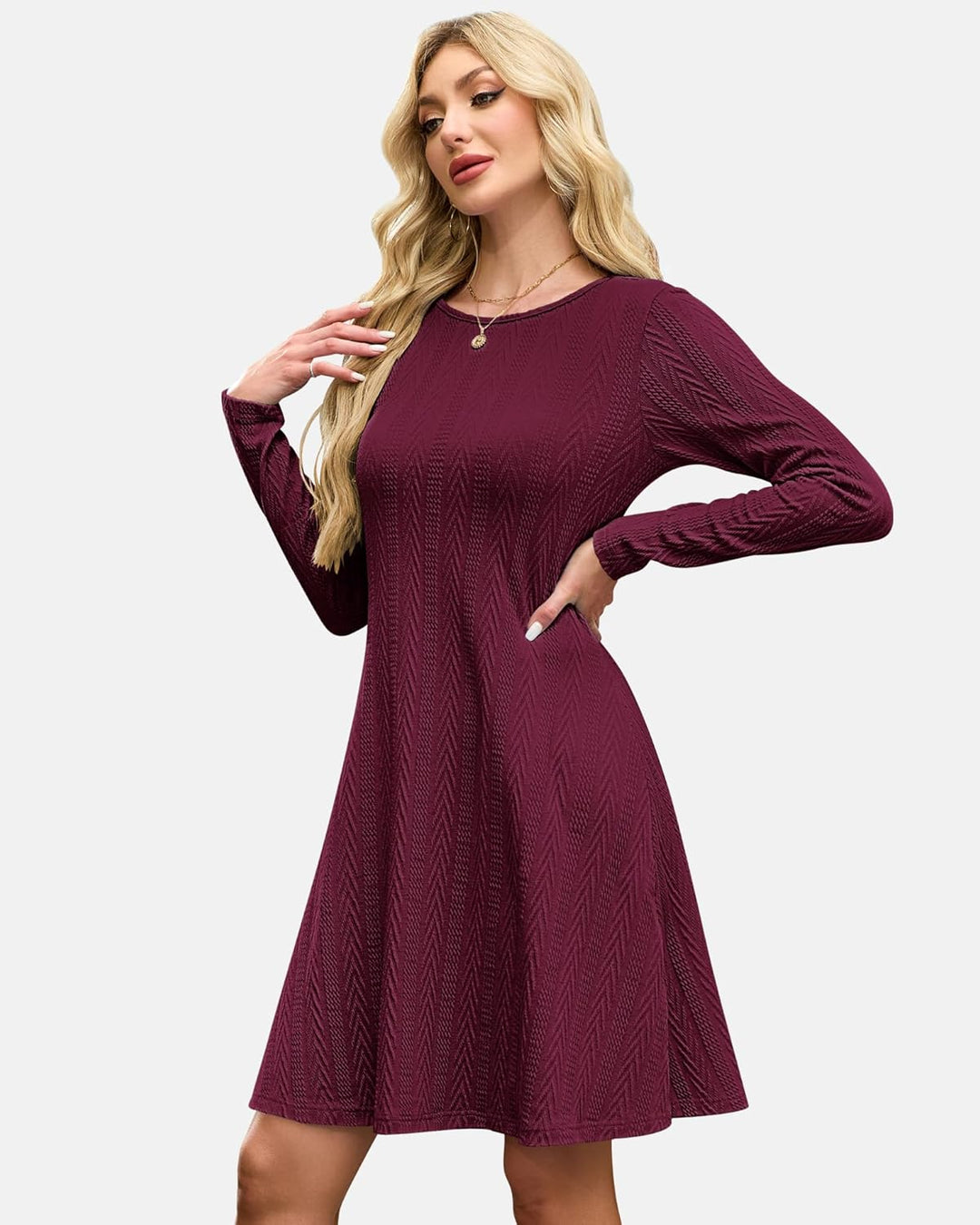 Haisley Vestito Maglia Donna – Girocollo, Maniche Lunghe & Tessuto Elasticizzato Elegante