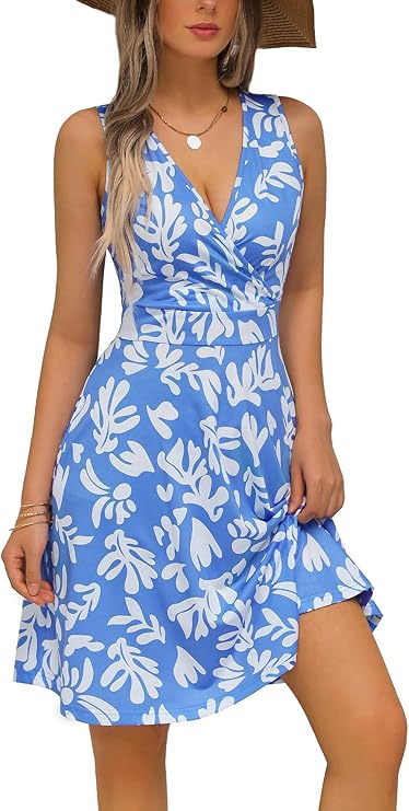 Luna Vestito Donna – Scollo V, A-Line Vita Alta & Stampa Floreale Elegante