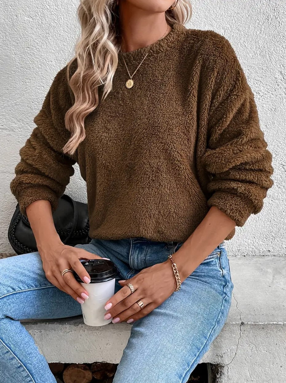 Vivian Maglione Fleece Donna – Pullover Morbido e Caldo con Vestibilità Ampia e Stile Casual