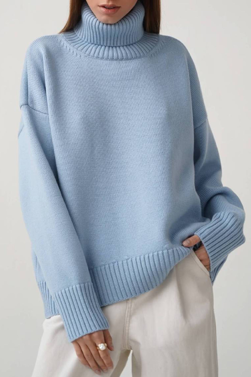 Marian Maglione Donna Oversize a Collo Alto – Pullover Invernale Morbido Vestibilità Relax