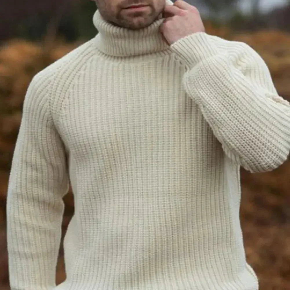 Noah Maglione Bărbați cu Guler Înalt din Tricot Gros – Cald, Respirabil & Stil Modern