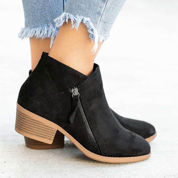 Damen Leder Stiefeletten | Reißverschluss Detail