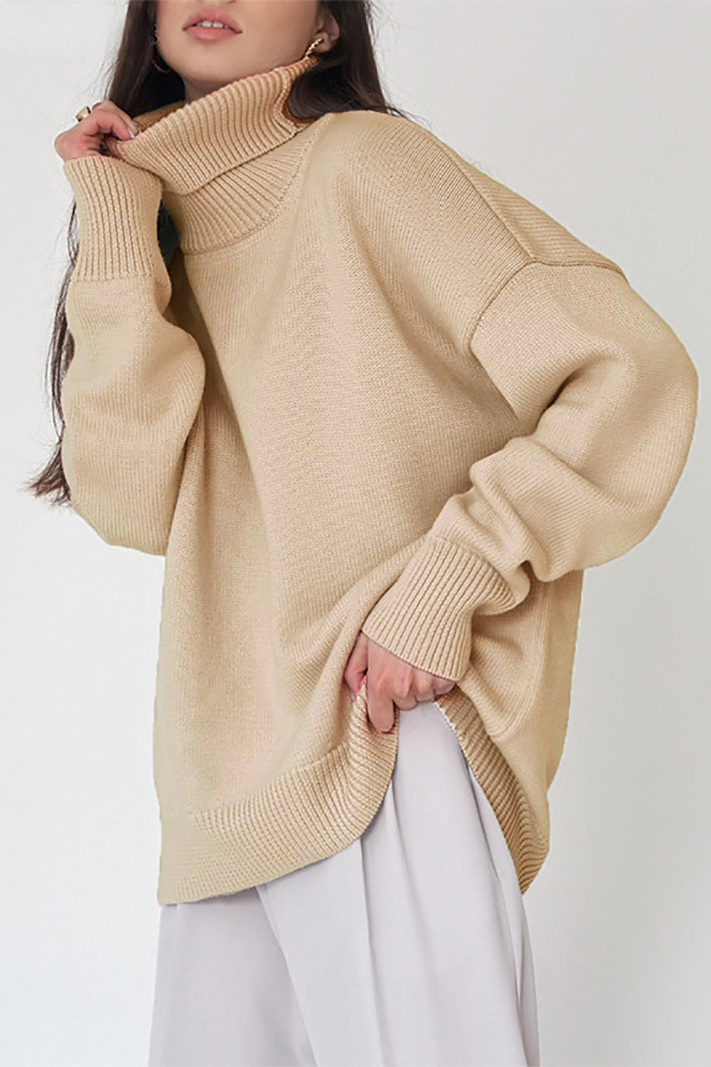 Marian Maglione Donna Oversize a Collo Alto – Pullover Invernale Morbido Vestibilità Relax