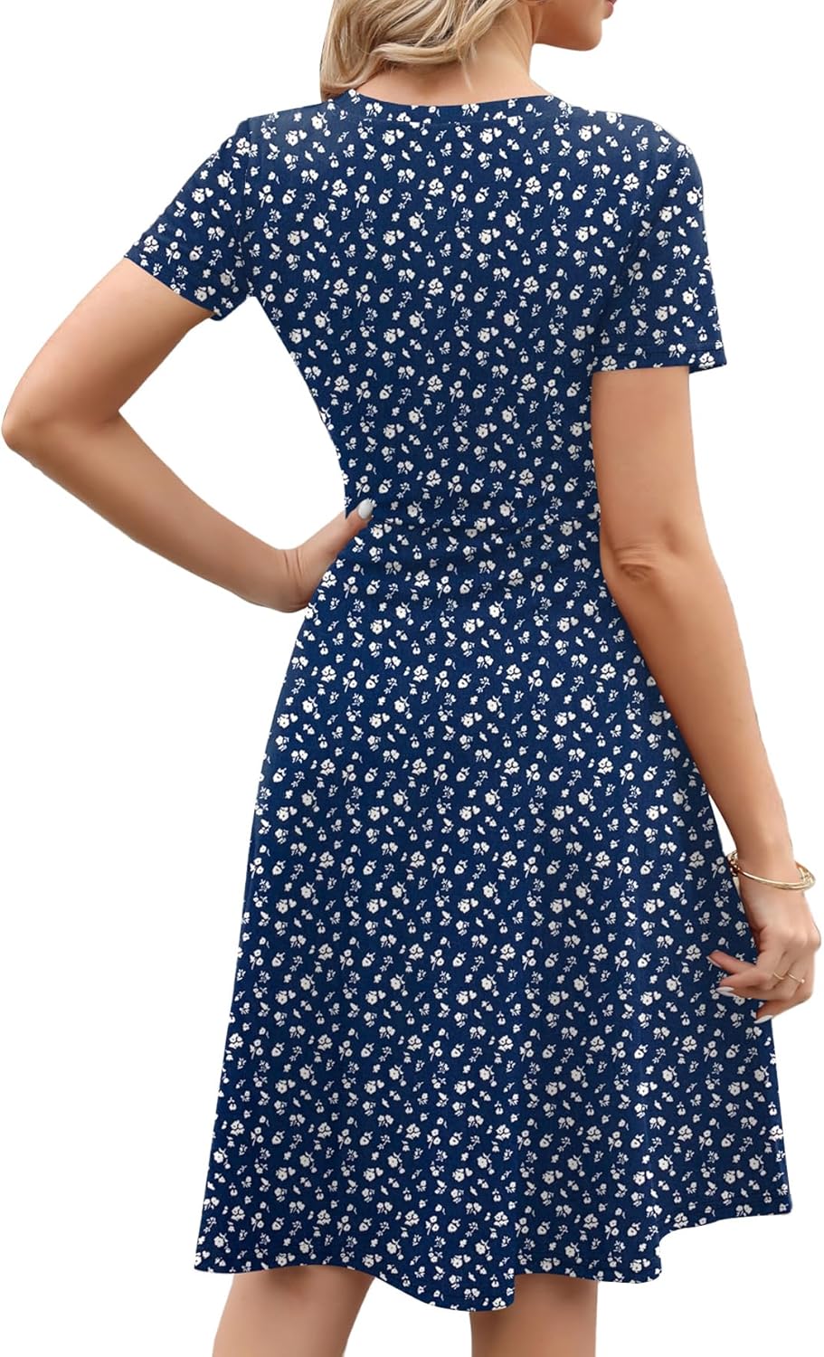 Nyla Dámské Šaty – Vintage Květinový Vzor, Áčkový Střih & Elegantní Kapsy do Kanceláře