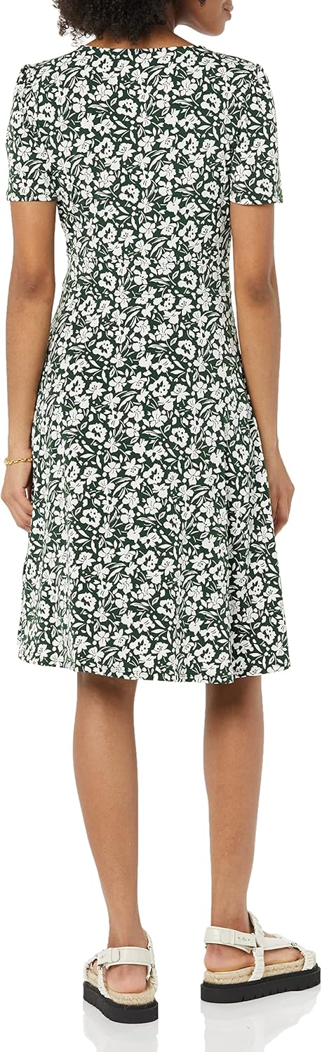 Novaria Vestito Donna Fit & Flare – Scollo a V, Jersey Elasticizzato & A-Line Floreale