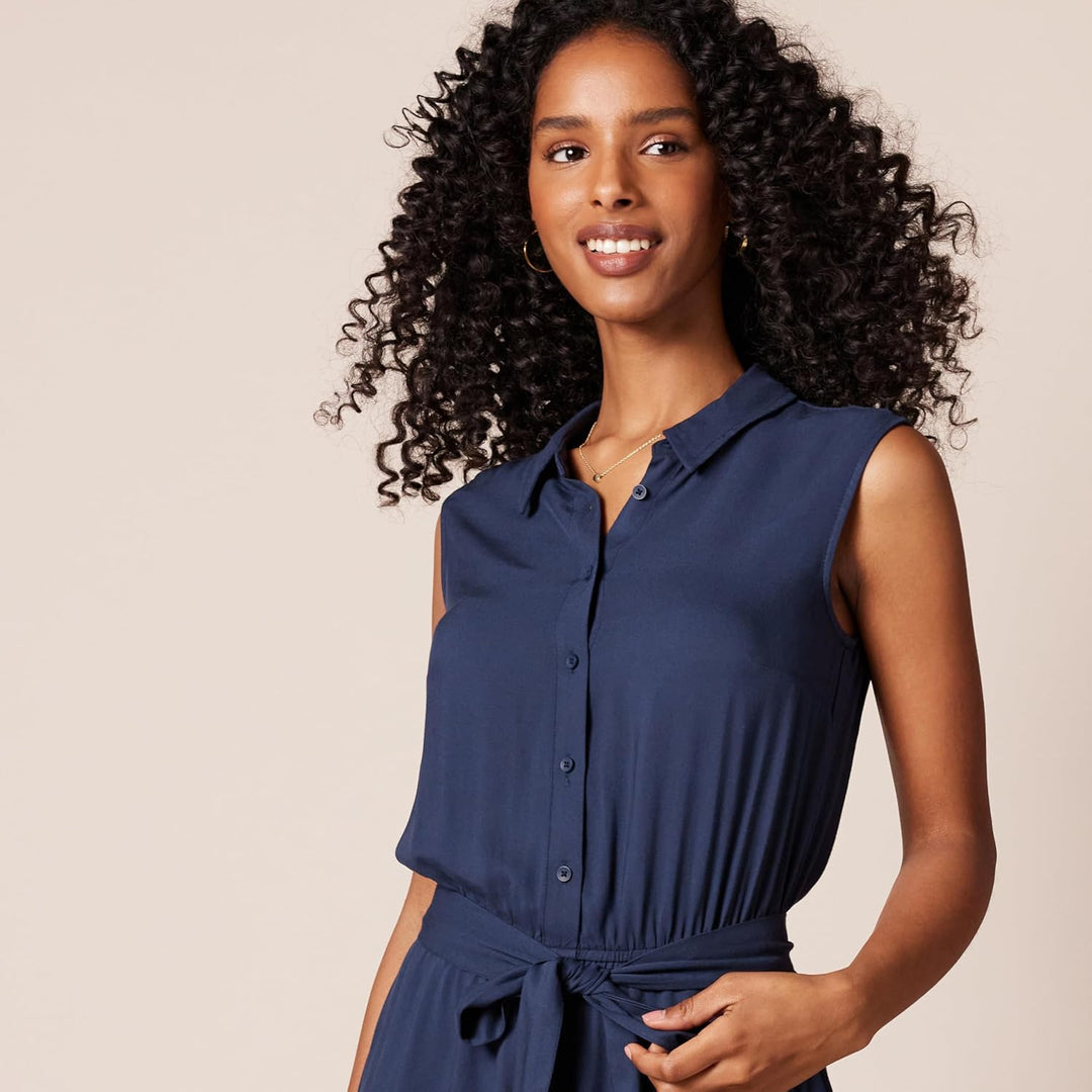 Rina Vestito Camicia Donna – Senza Maniche, Viscosa Leggera & Taglio Fluido Casual
