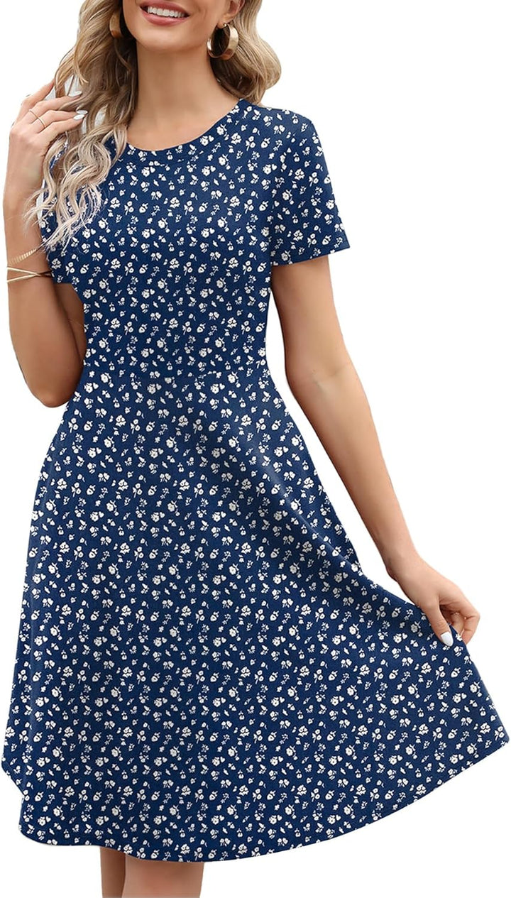 Nyla Dámské Šaty – Vintage Květinový Vzor, Áčkový Střih & Elegantní Kapsy do Kanceláře