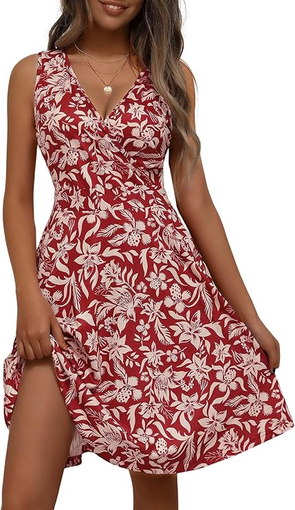 Luna Vestito Donna – Scollo V, A-Line Vita Alta & Stampa Floreale Elegante