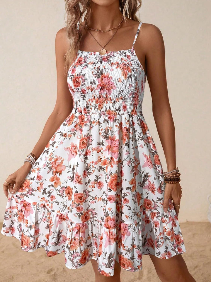 Naya Sukienka Maxi Damska – Kwiatowy Wzór, Cienkie Ramiączka i Letni Styl Boho