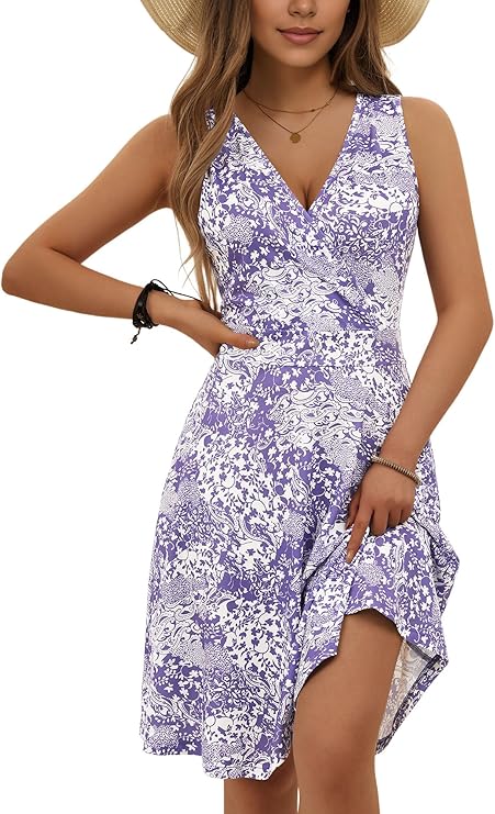 Luna Vestito Donna – Scollo V, A-Line Vita Alta & Stampa Floreale Elegante