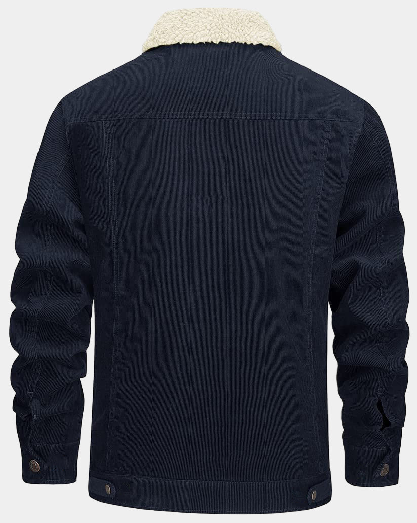 Otto Giacca Uomo in Corduroy – Foderata in Sherpa con Collo Caldo e Stile Robusto