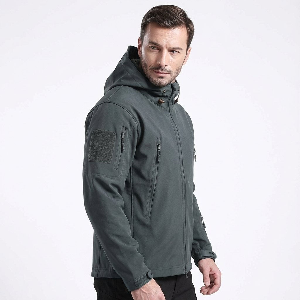 Darius Giacca Militare Uomo – Nepromokavá a Větruodolná Softshell Bunda s Taktickou Kapucí