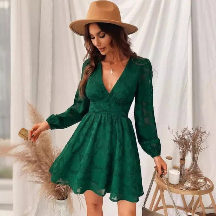 Rochie de vară cu decolteu în V imprimată pentru femei | Mini