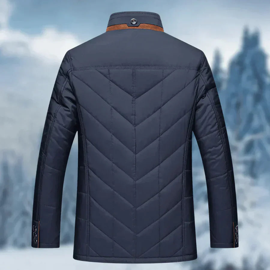 Nathan Giacca Invernale Herren Slim Fit – Elegante Jacke mit Stehkragen und Wildleder-Effekt-Details